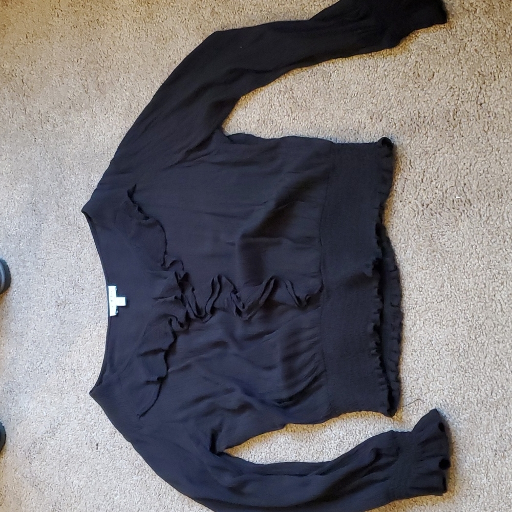 Sofia Jeans Black peasant ruffle blouse